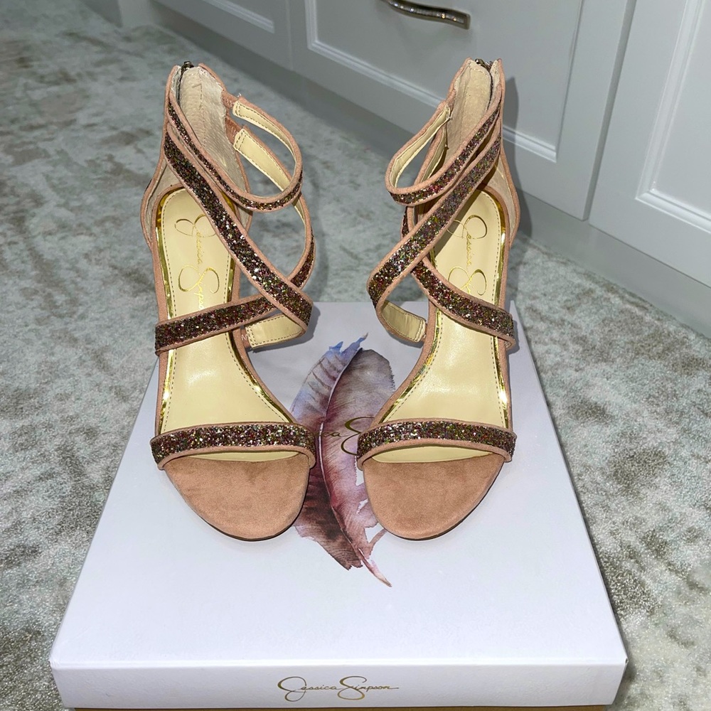 Jessica Simpson glitter champagne heeled sandal